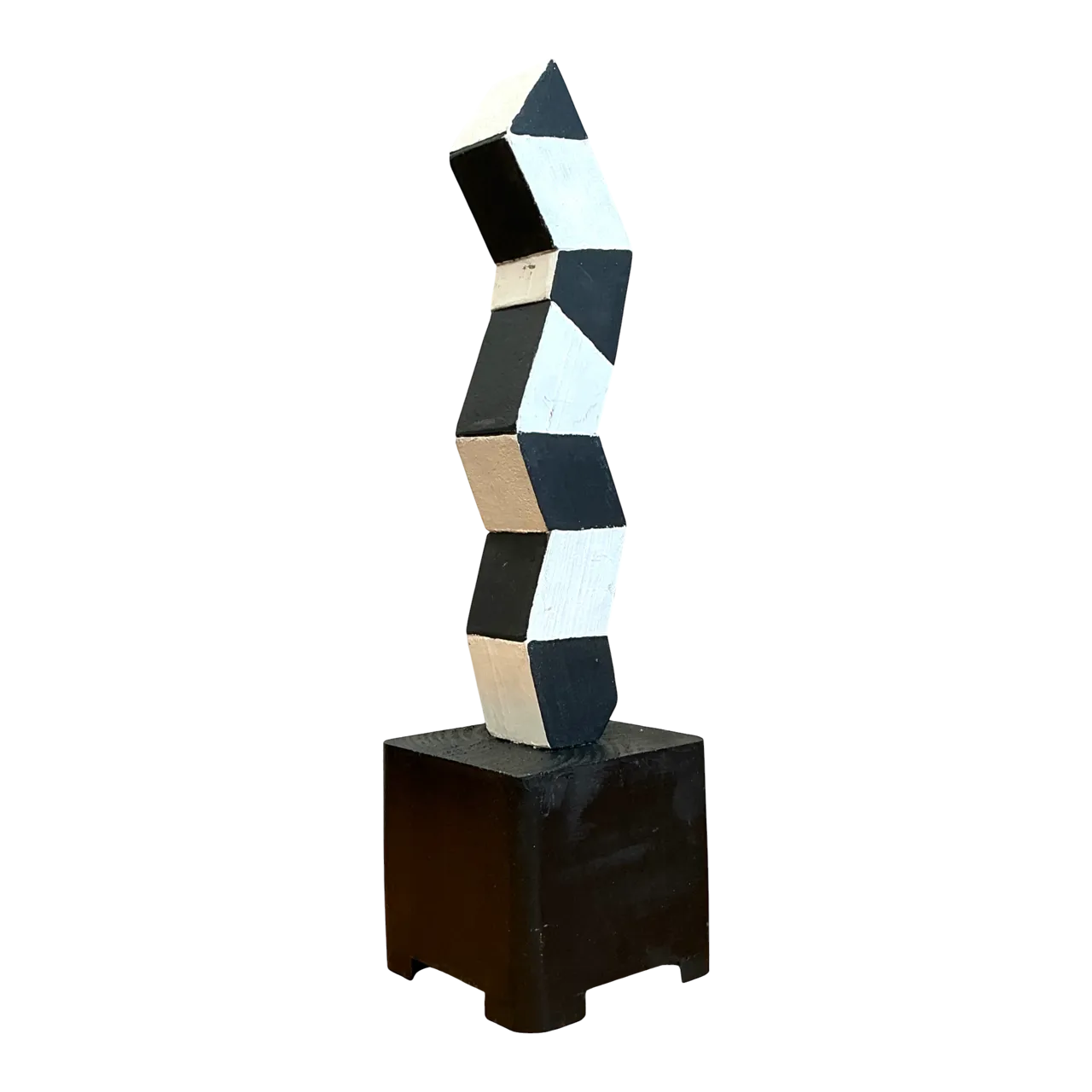 Vintage Geometric Wood Sculpture