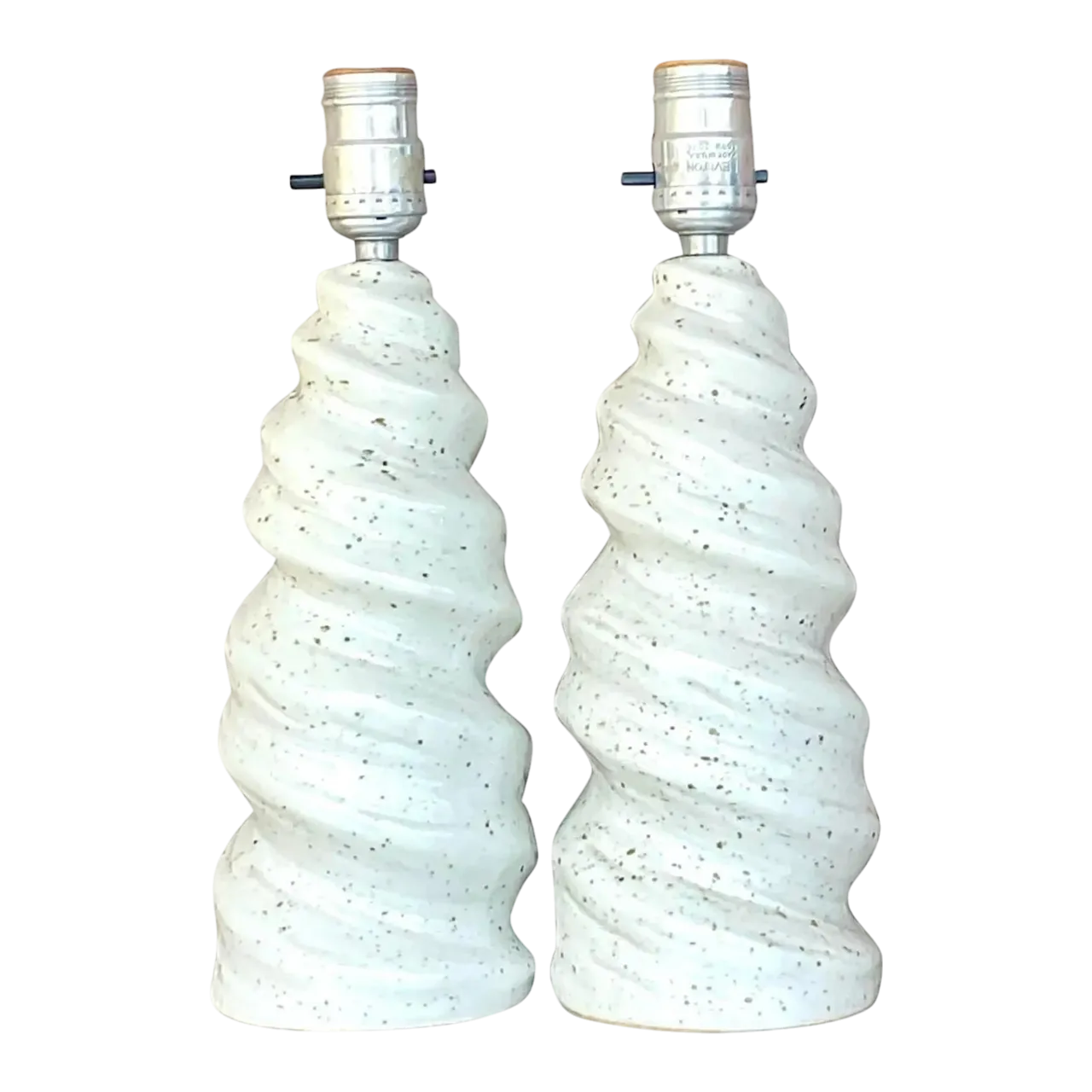 Vintage Glazed Ceramic Twist Table Lamps - a Pair