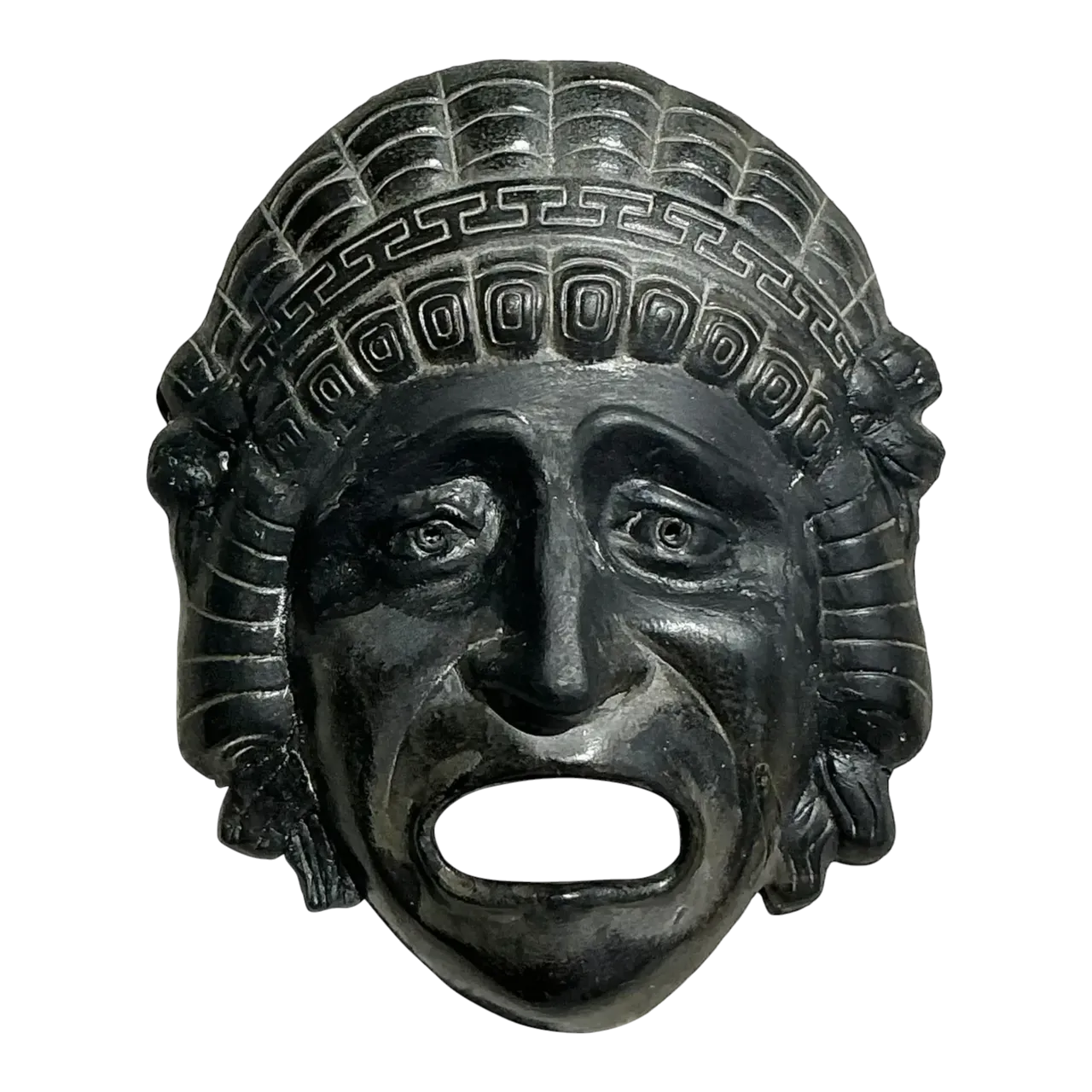 Vintage Greek Key TerraCotta Face Plaque