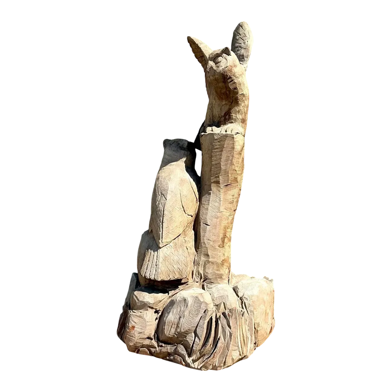 Vintage Hand Carved Owl Perch