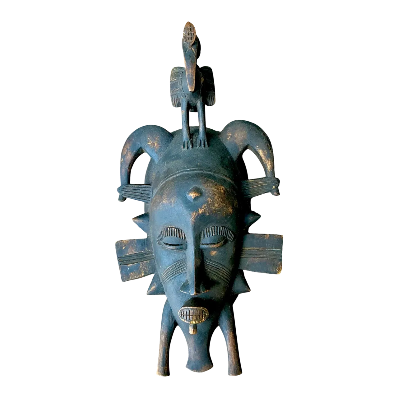 Vintage Hand Carved Tribal Mask - Resin, 7.75W x 14.75H