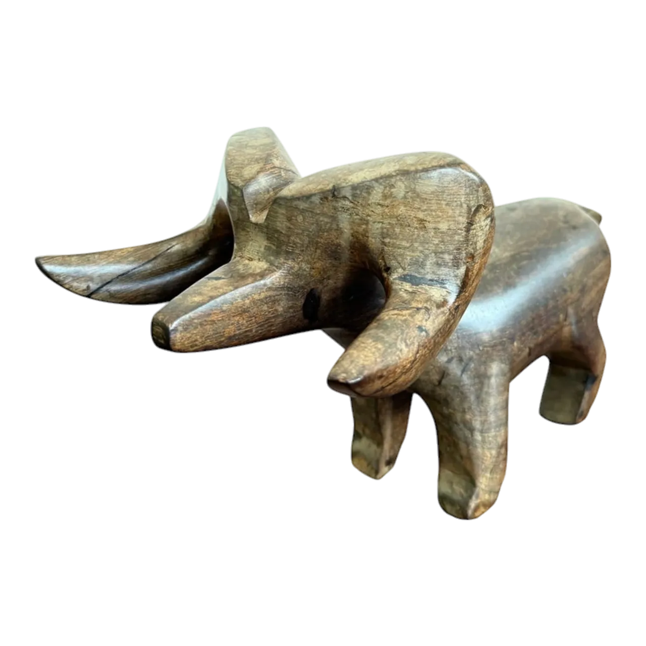 Vintage Hand-Carved Wooden Ram Figurine