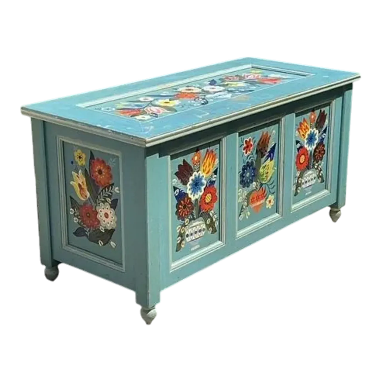 Vintage Hand Painted Blanket Trunk