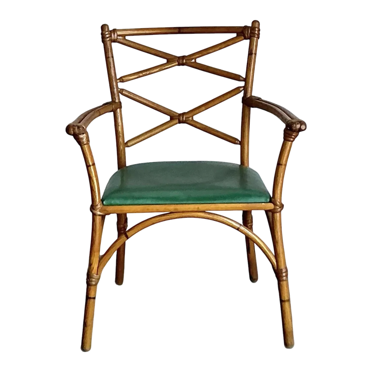 Vintage Heywood Wakefield Mid-Century Modern Bent Rattan Desk Chair