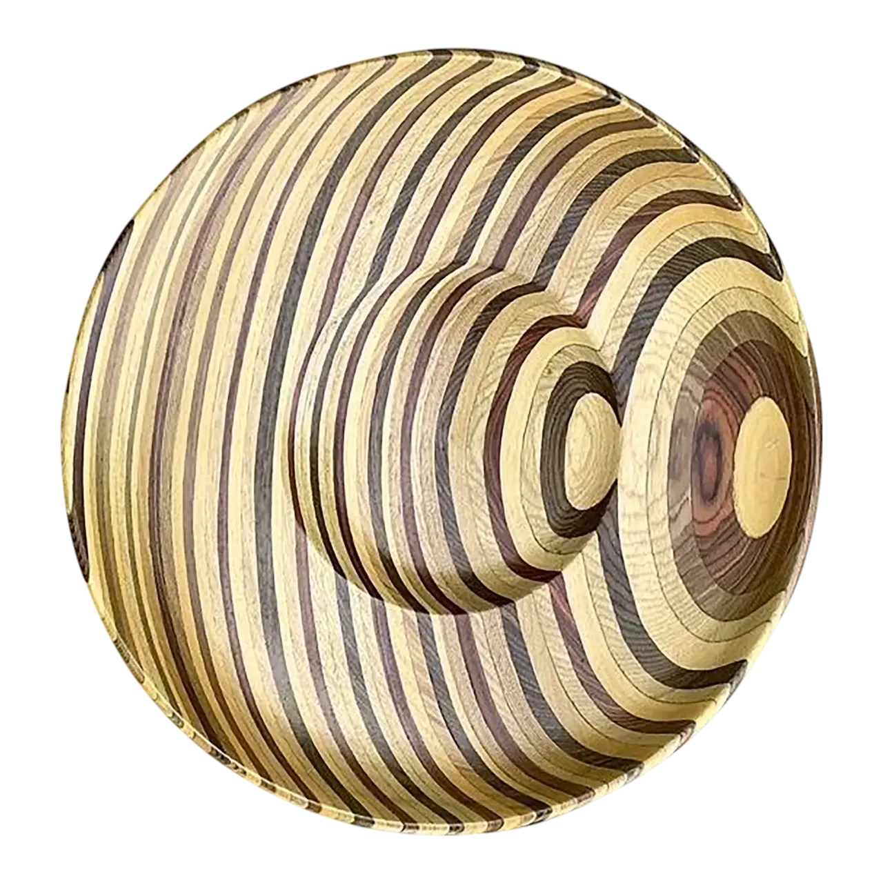 Vintage Inlay Wood Monumental Bowl