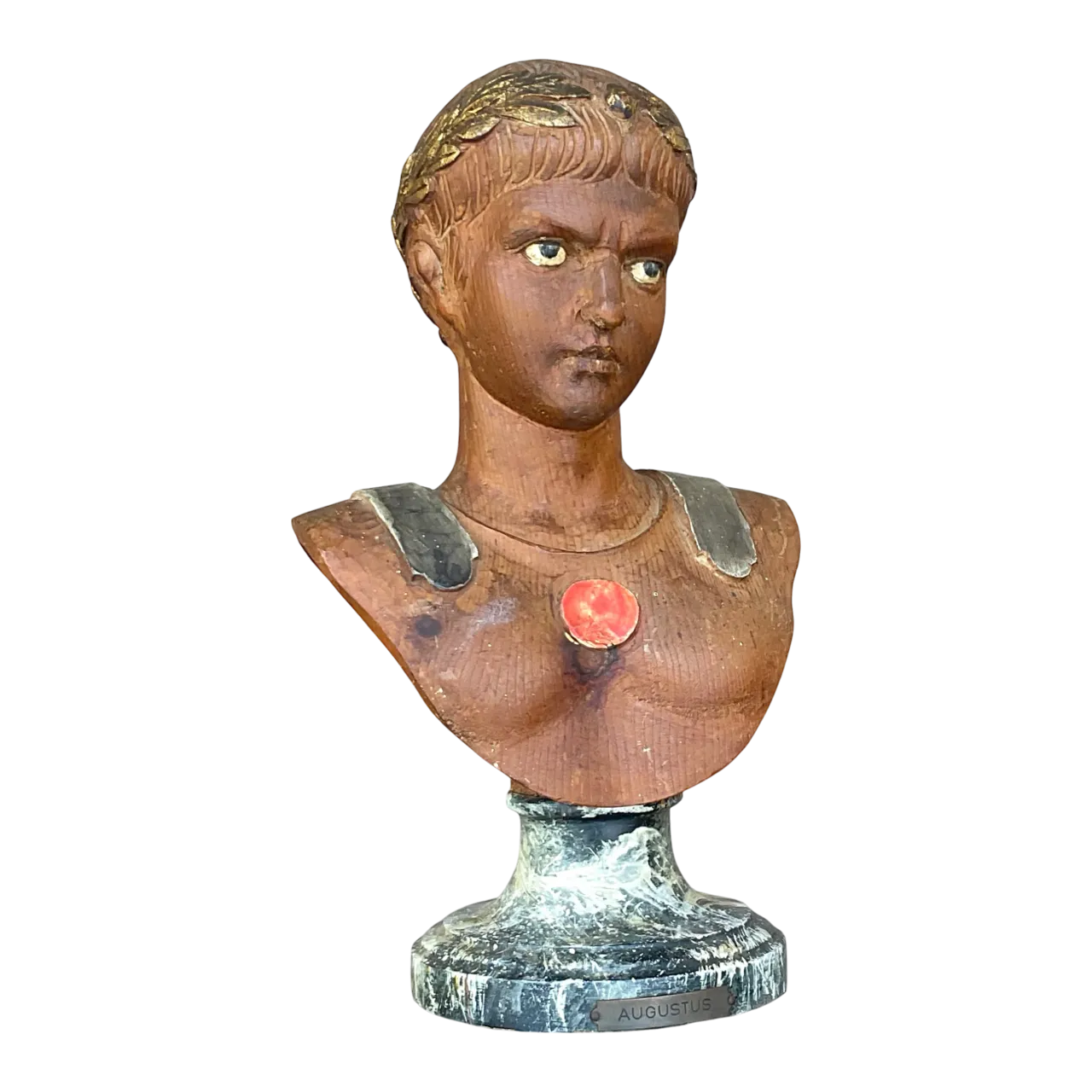 Vintage Italian 19th C. Painted Wood Carved Emperor Busts- Set of 4