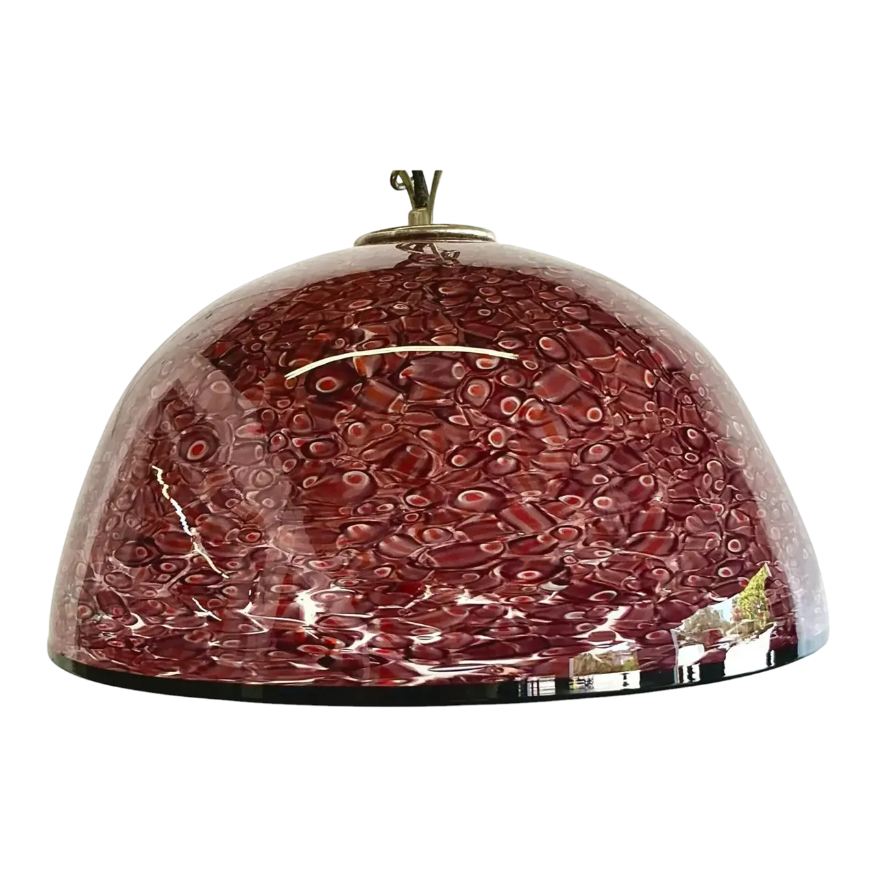 Vintage Italian Art Glass Dome Pendant After Murano