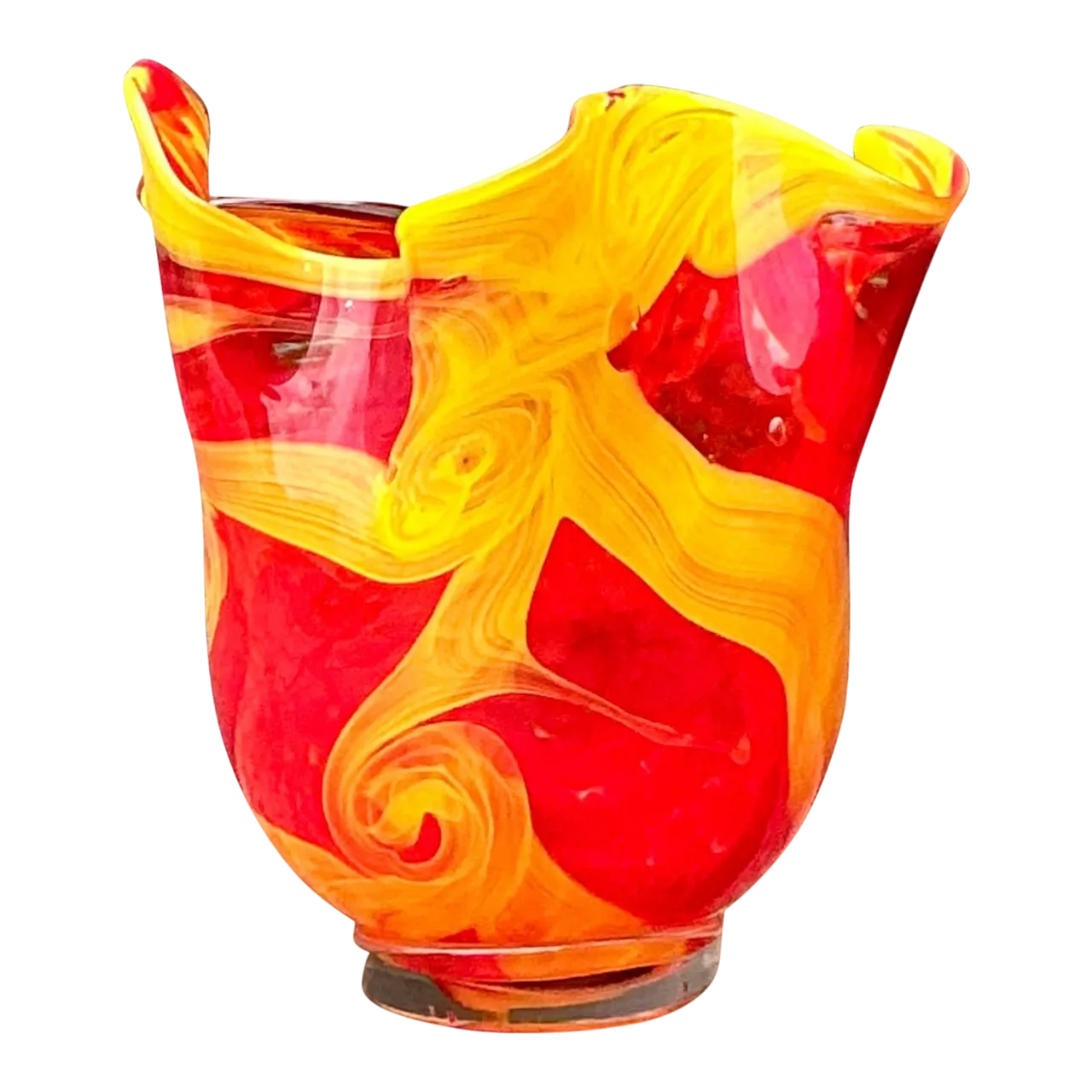 Vintage Italian Art Glass Vase After Murano - Glass, 8W x 9H