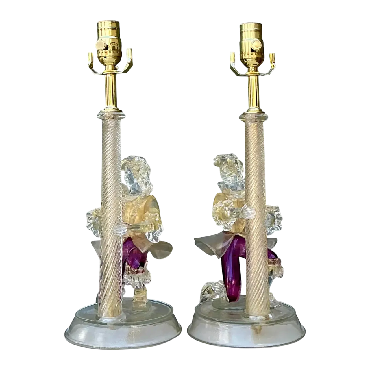 Vintage Italian Barovier and Toso Murano Glass Figurative Lamps