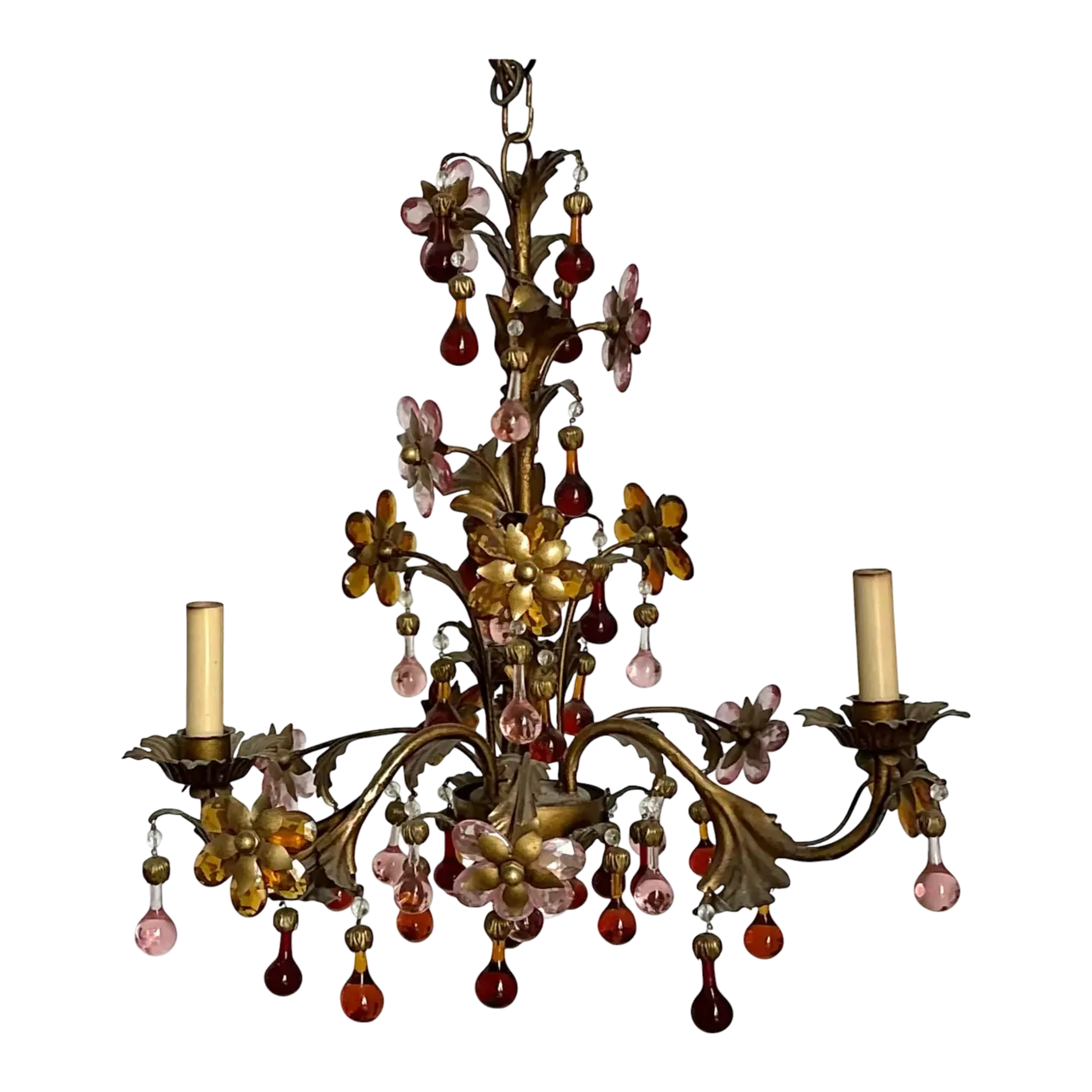 Vintage Italian Murano Glass Floral Chandelier
