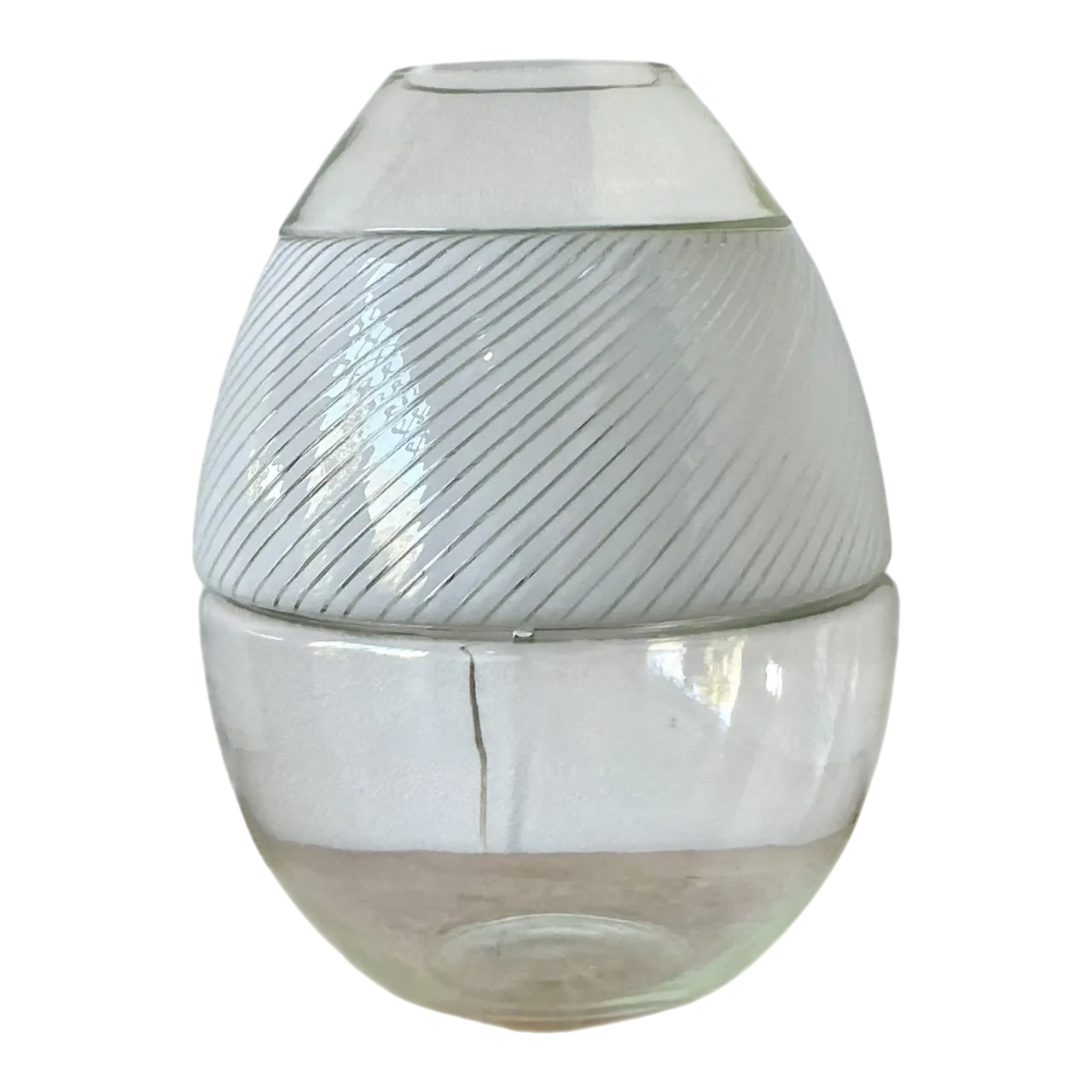 Vintage Italian Stacked Glass Lamps With Built in Vase