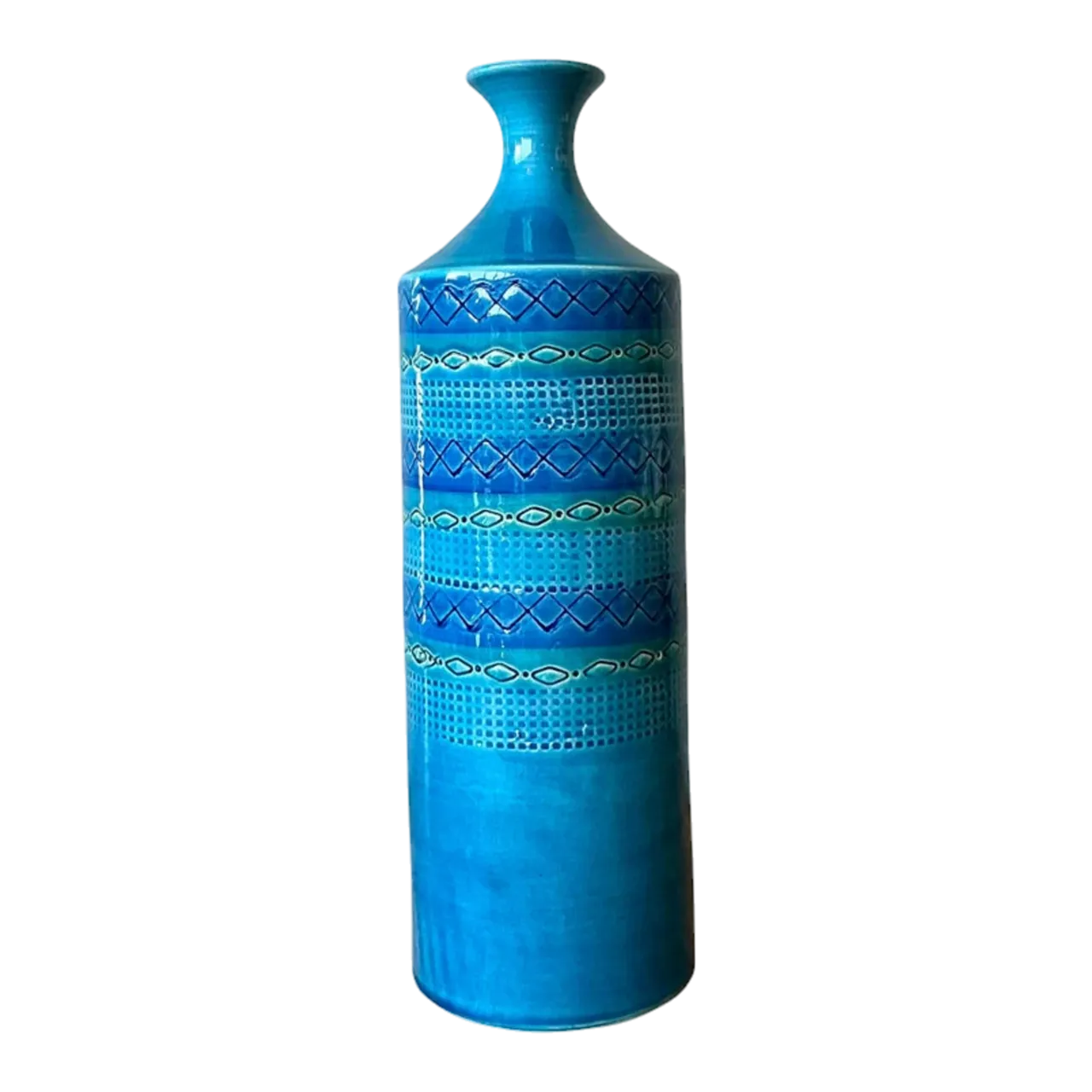 Vintage Italian Striped Glazed Ceramic Vase