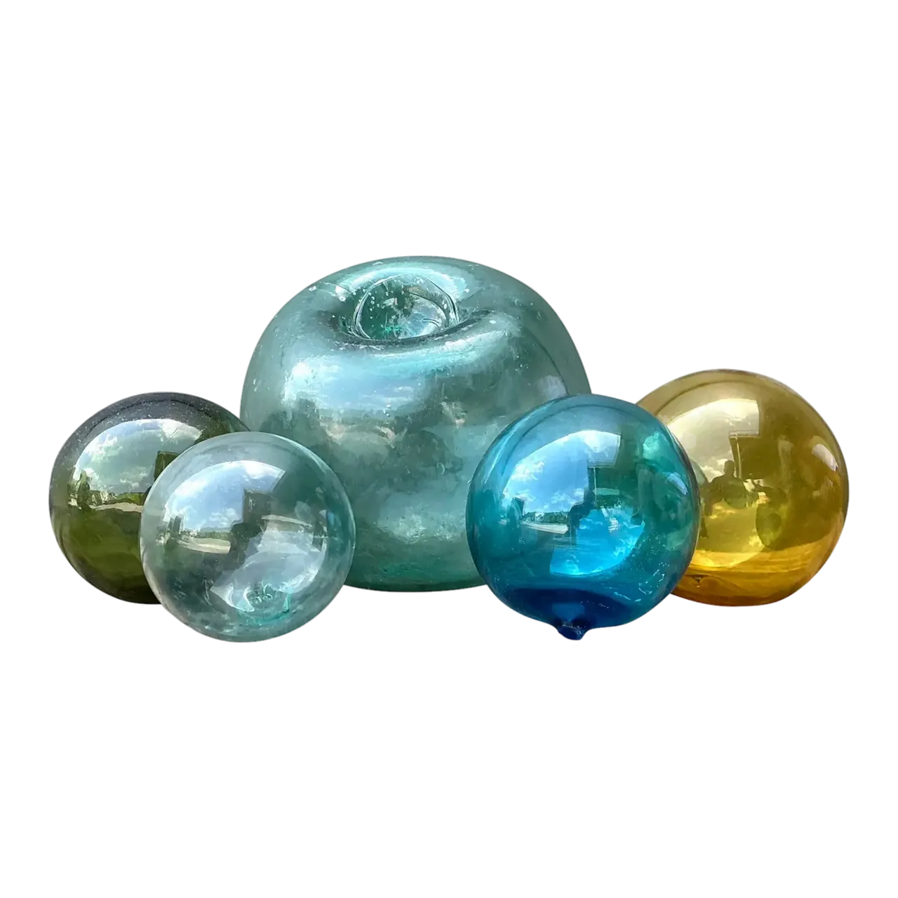 Vintage Japanese Glass Buoys - Set of 5