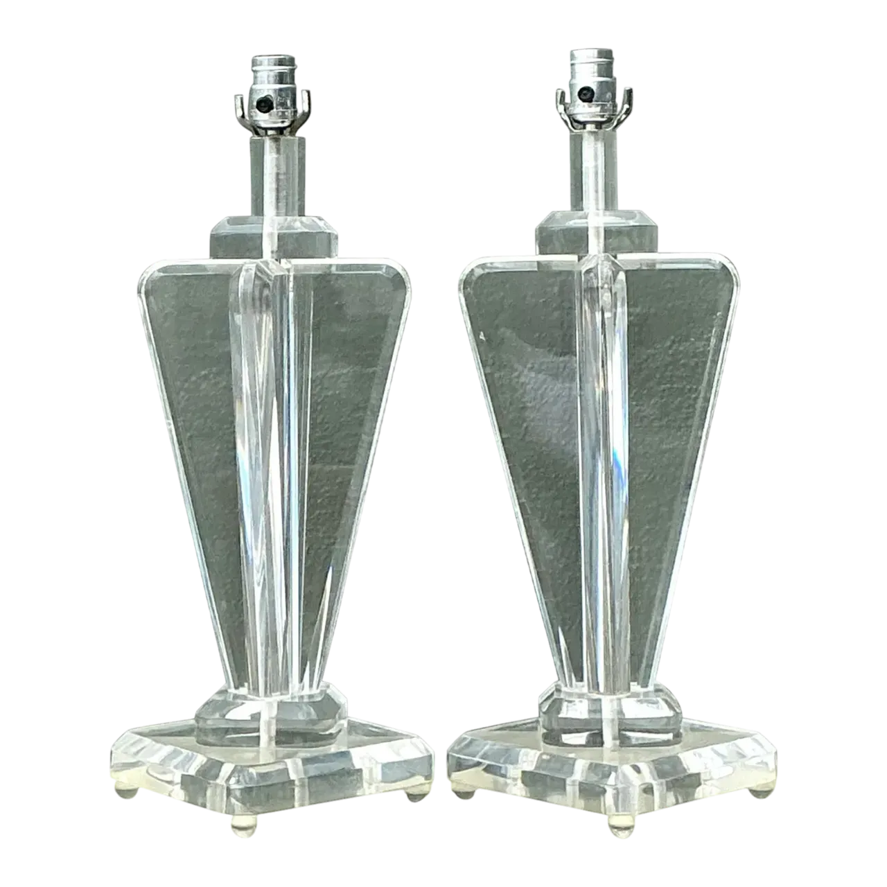 Vintage Lucite Paddle Lamps - A Pair