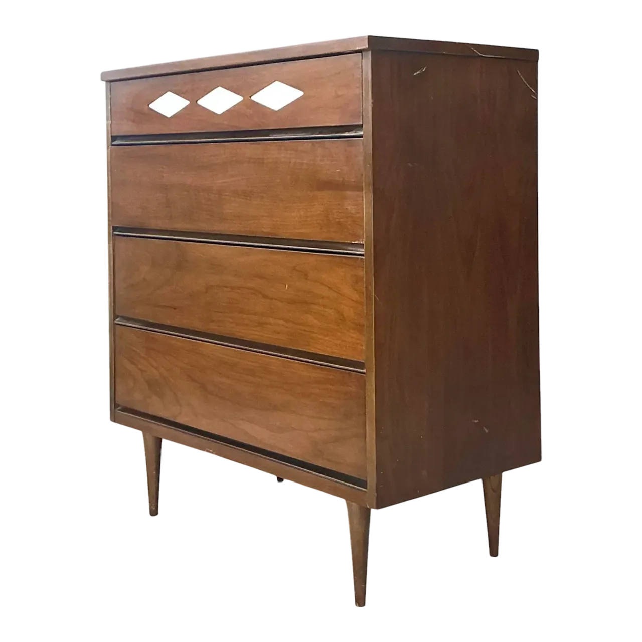 Vintage MCM Bassett Interchangeable Diamond Tall Chest of Drawers