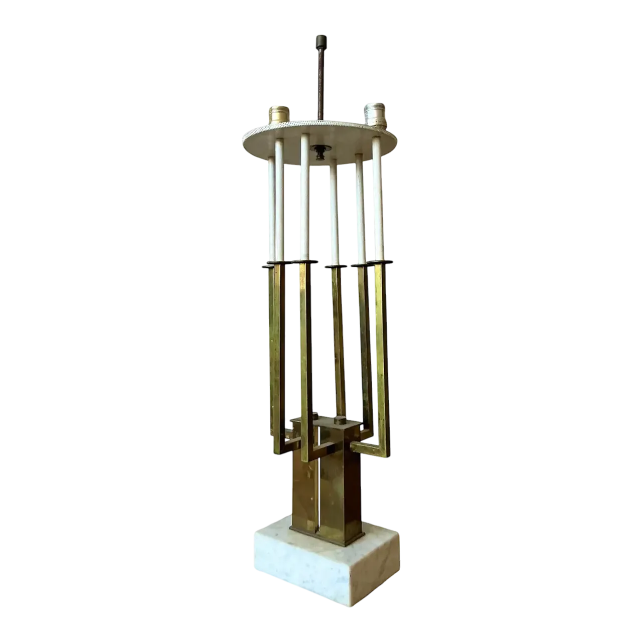 Vintage MCM Brass Candelabra Lamp After Tommi Parzinger