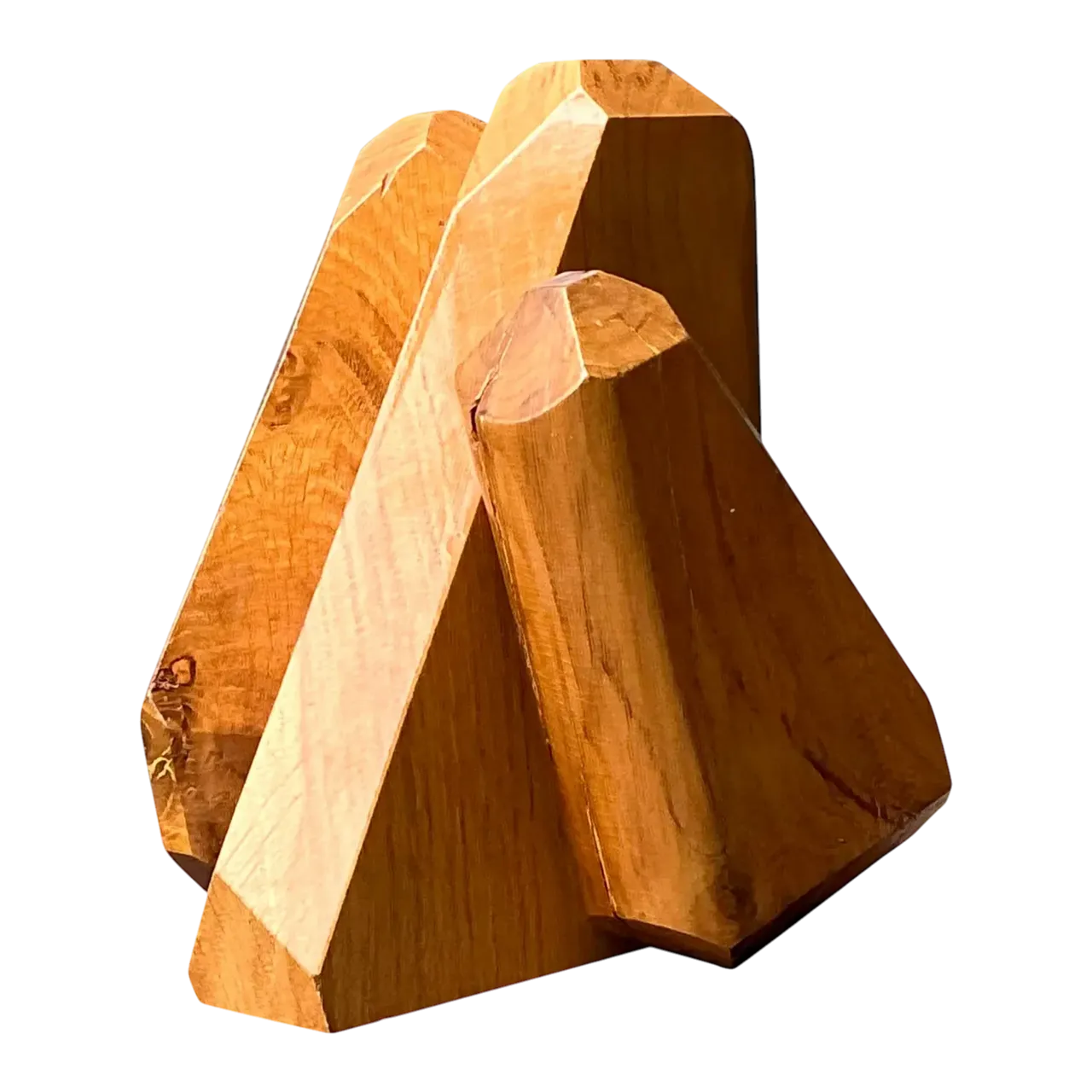 Vintage MCM Faceted Wood Sculpture