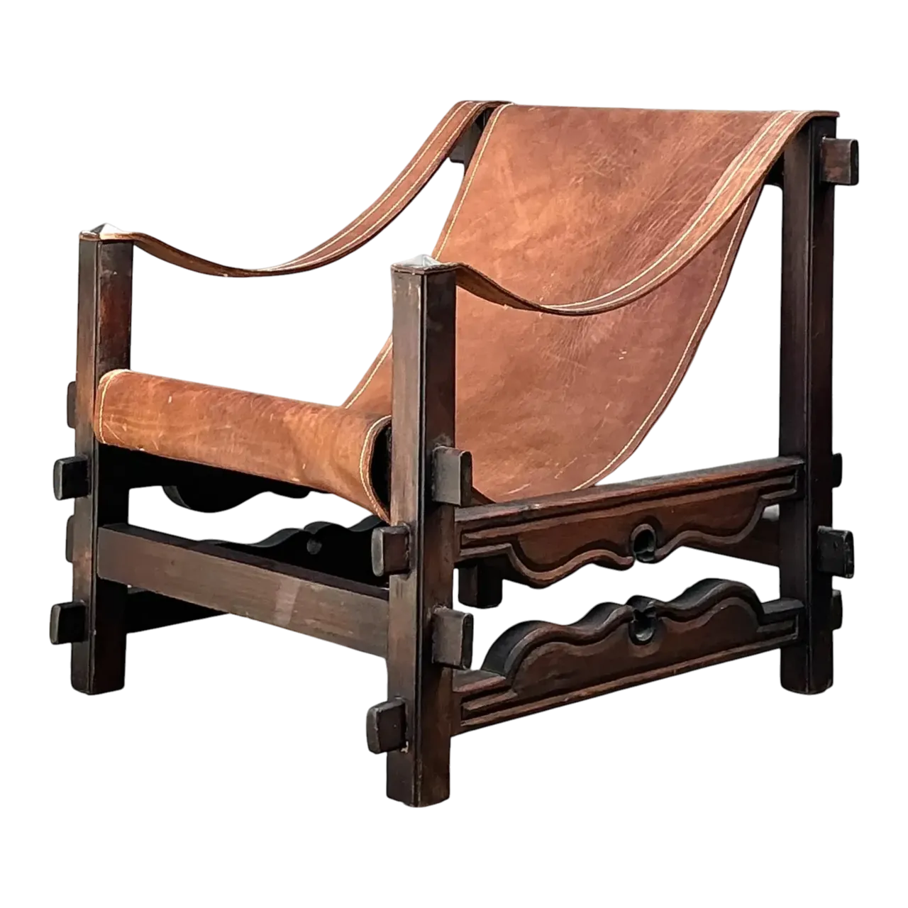 Vintage MCM Leather Sling Lounge Chair