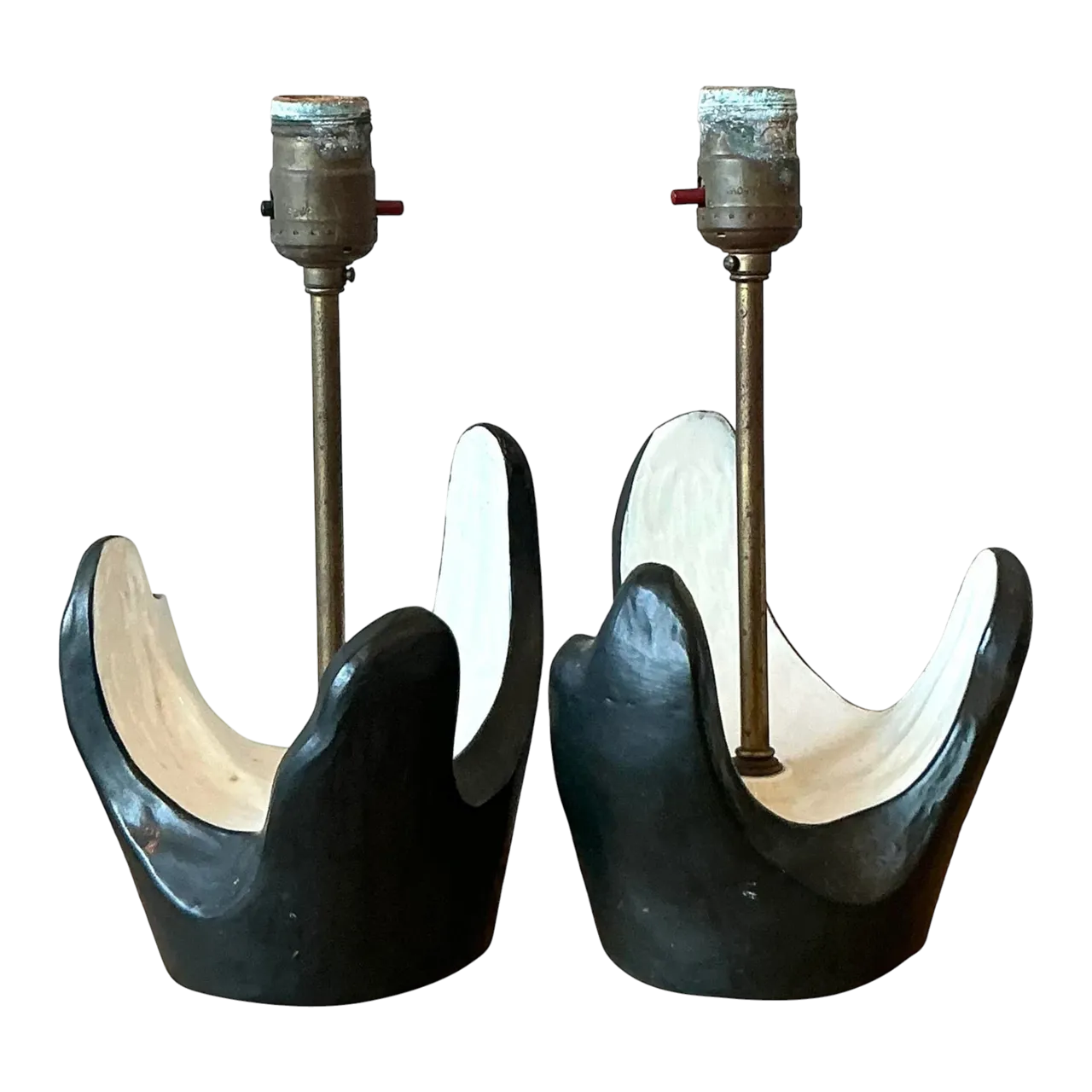 Vintage MCM Plaster Abstract Lamps - A Pair