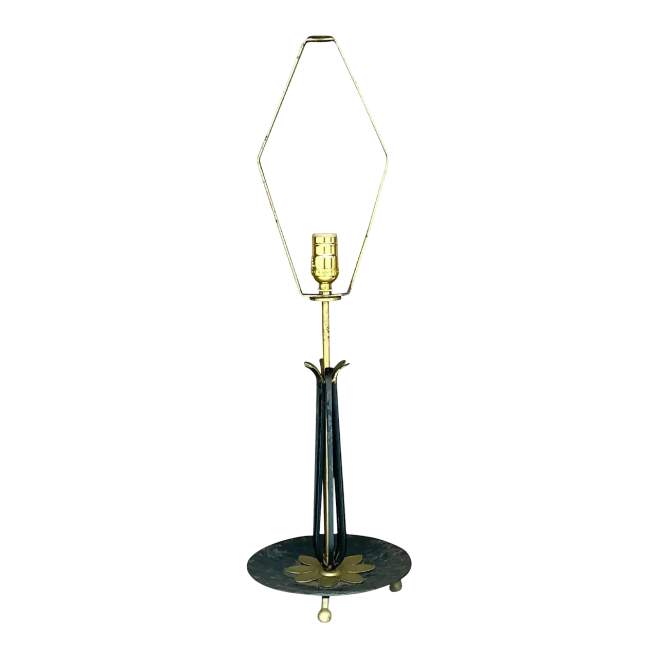 Vintage Mid 20th Century Wrought Iron Lotus Lamp