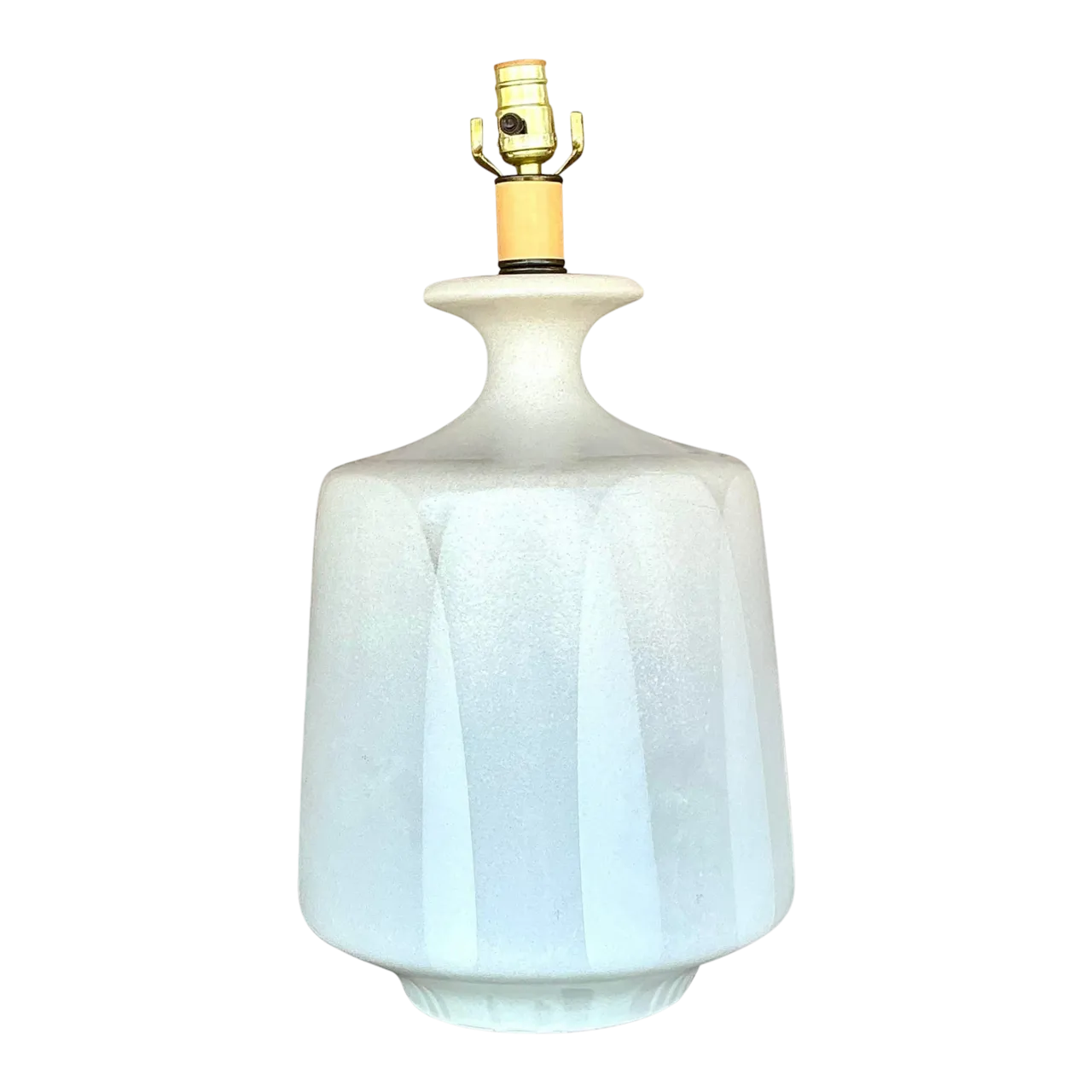 Vintage Mid-Century Light Gray Ceramic Textured Lamp