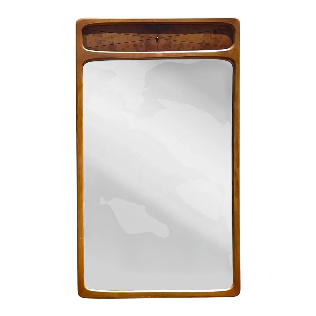 Vintage Mid-Century Modern Burl Wood Mirror - Mirrored Glass, 32.25W x 55.25H
