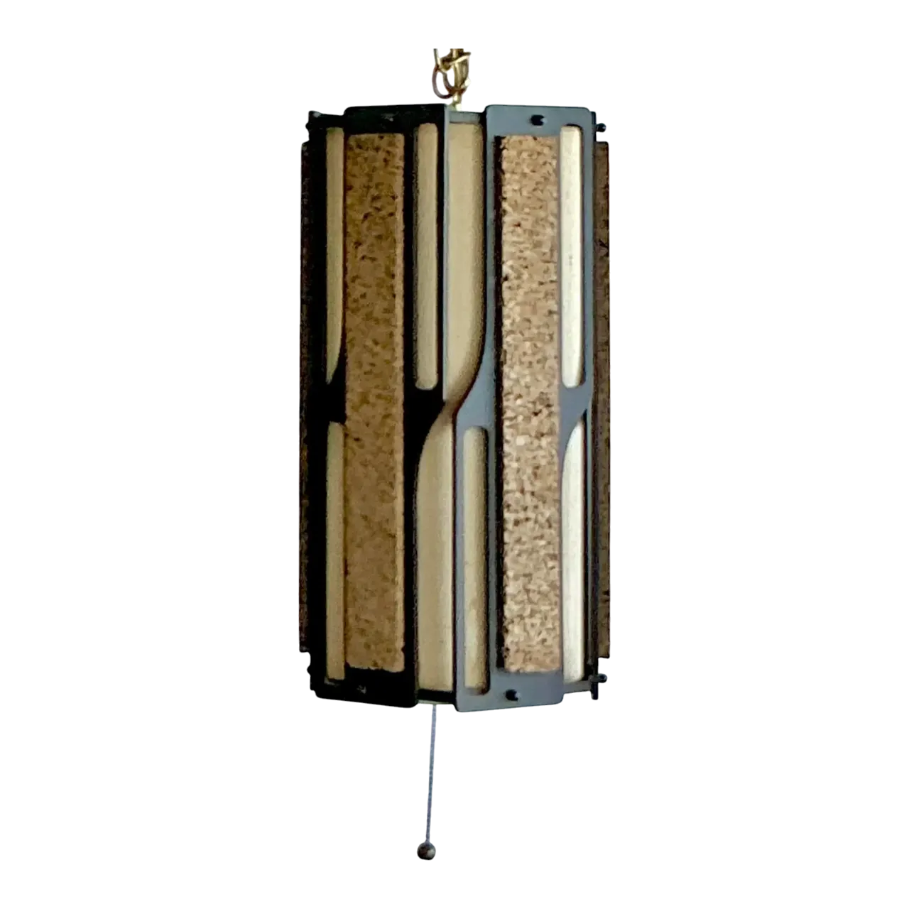 Vintage Mid-Century Modern Cork Panel Hanging Light