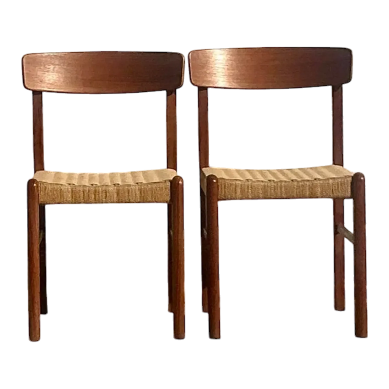 Vintage Mid-Century Modern Woven Rope Dining Chairs - Set of 2