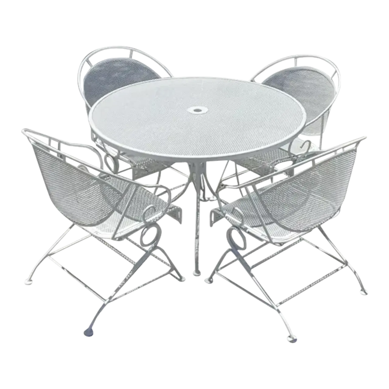 Vintage Mid-Century Modern Wrought Iron Outdoor Dining Set of 5