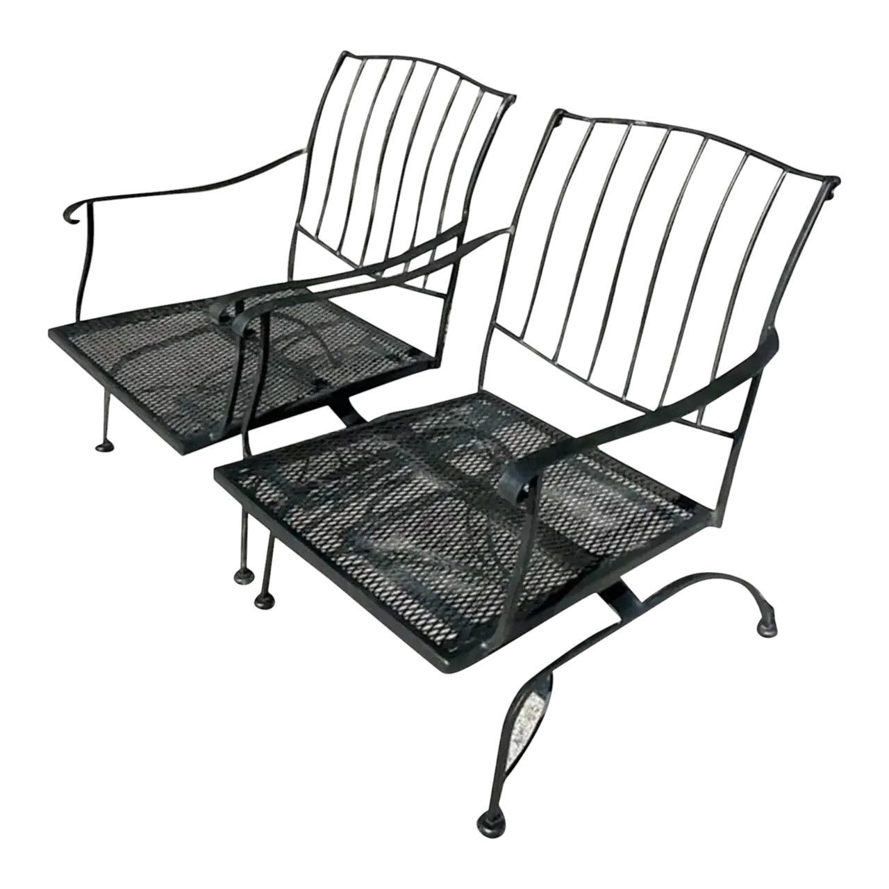 Vintage Mid-Century Wrought Iron Springer Lounge Chairs - a Pair