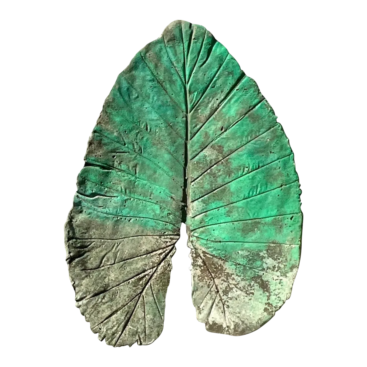 Vintage Monumental Boho Cast Concrete Elephant Ear Leaf