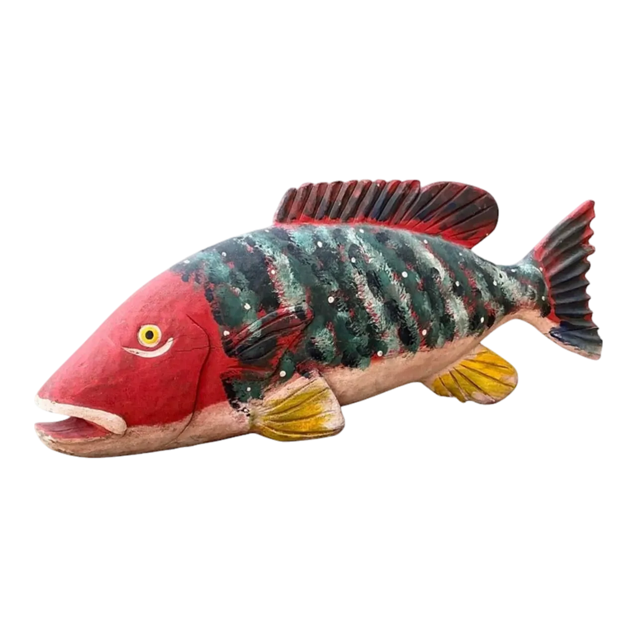 Vintage Monumental Hand Painted Fish
