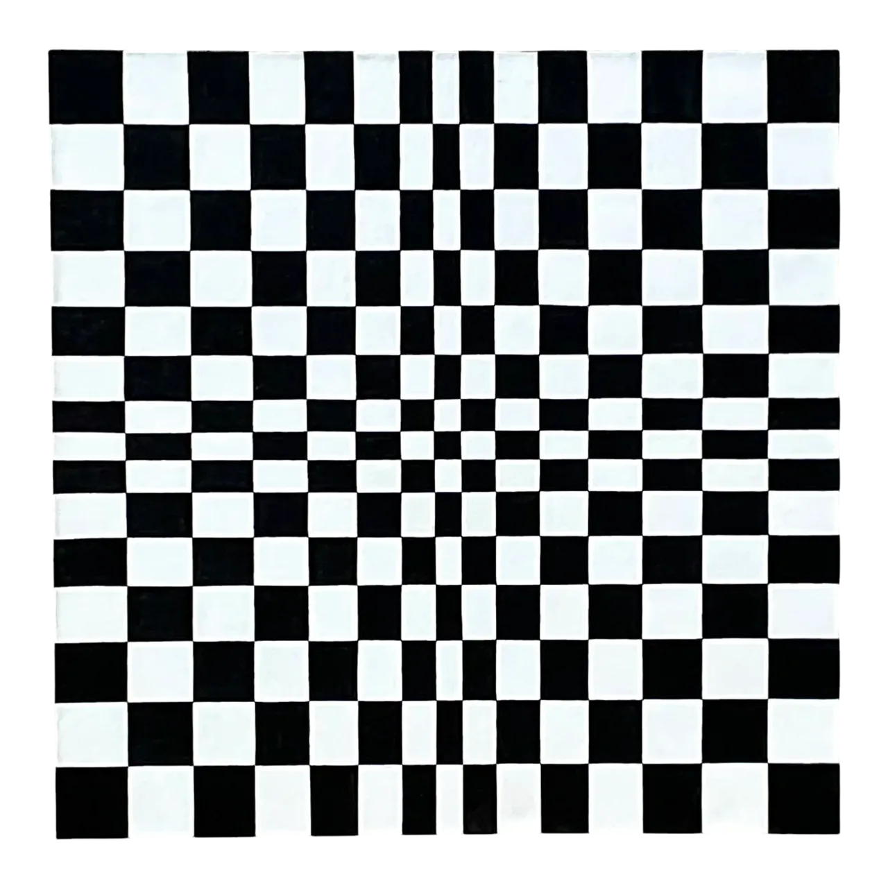 Vintage Optical Artwork in Black & White Geometric Checkerboard Pattern
