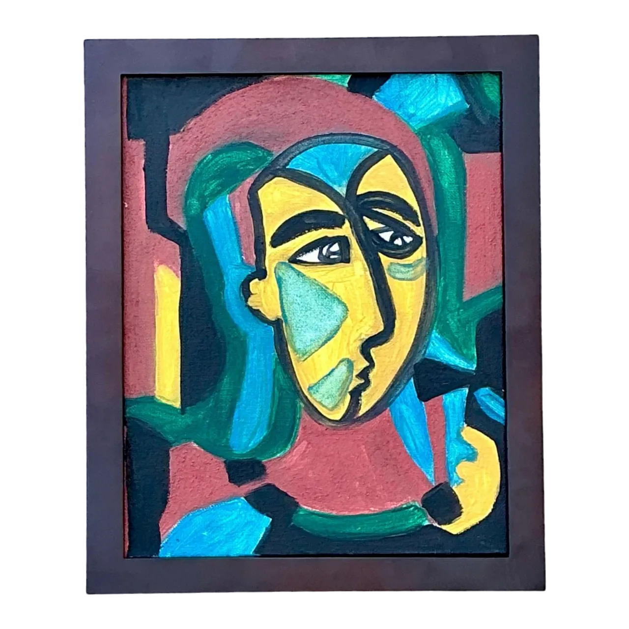 Vintage Original Abstract Figurative Oil on Canvas - Canvas, 9.25W x 11.25H