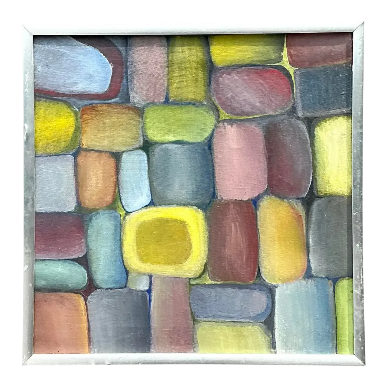 Vintage Original Abstract Oil on Board - Metal, 17W x 17H