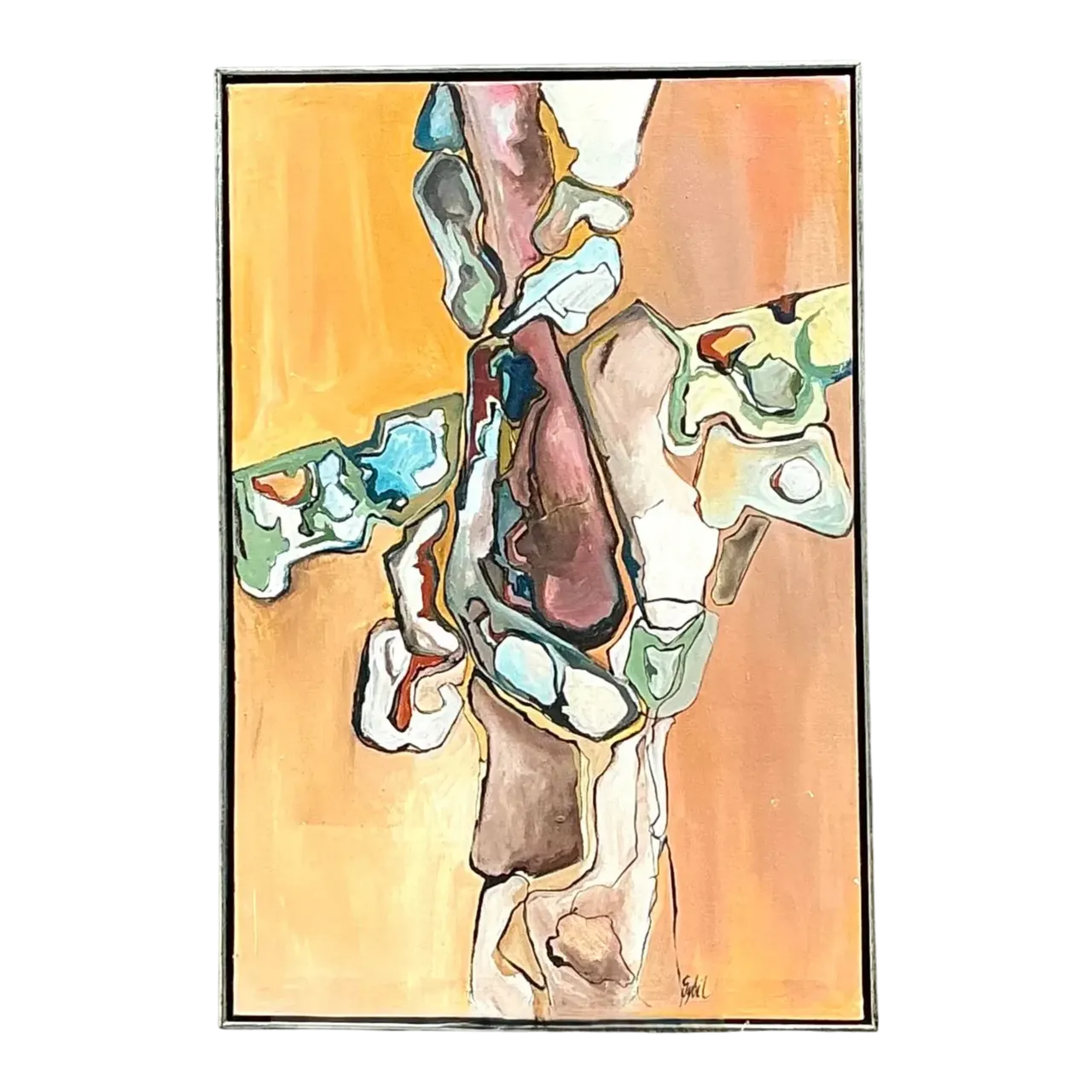 Vintage Original Abstract Oil on Canvas - Canvas, 24.75W x 36.5H