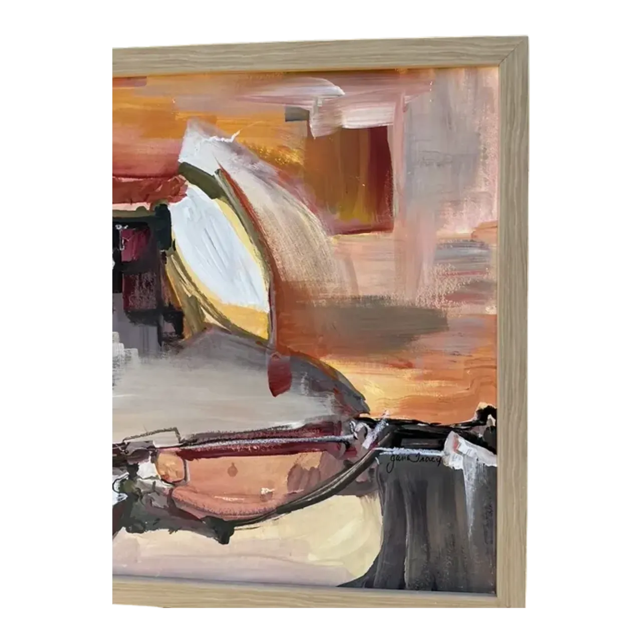 Vintage Original Abstract Oil on Canvas - Canvas, 31.5W x 21.5H
