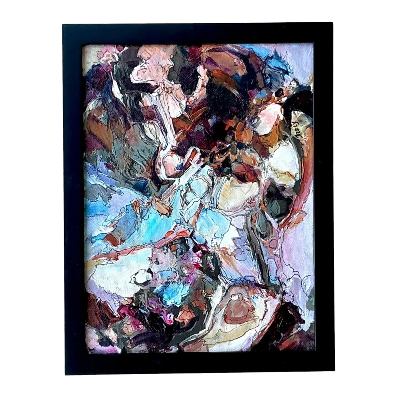 Vintage Original Abstract Oil Painting on Canvas - Canvas, 10.25W x 13.25H