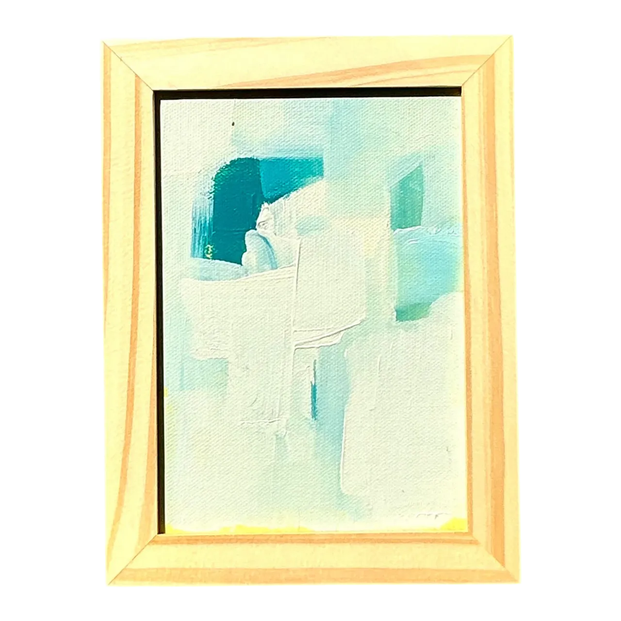 Vintage Original Abstract Oil Painting on Canvas - Wood, 8.25W x 6.25H
