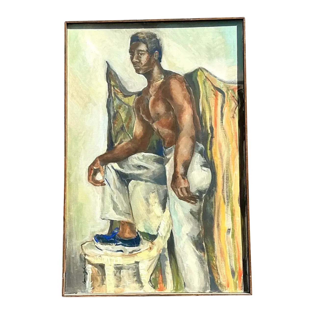 Vintage Original Oil Figural on Canvas