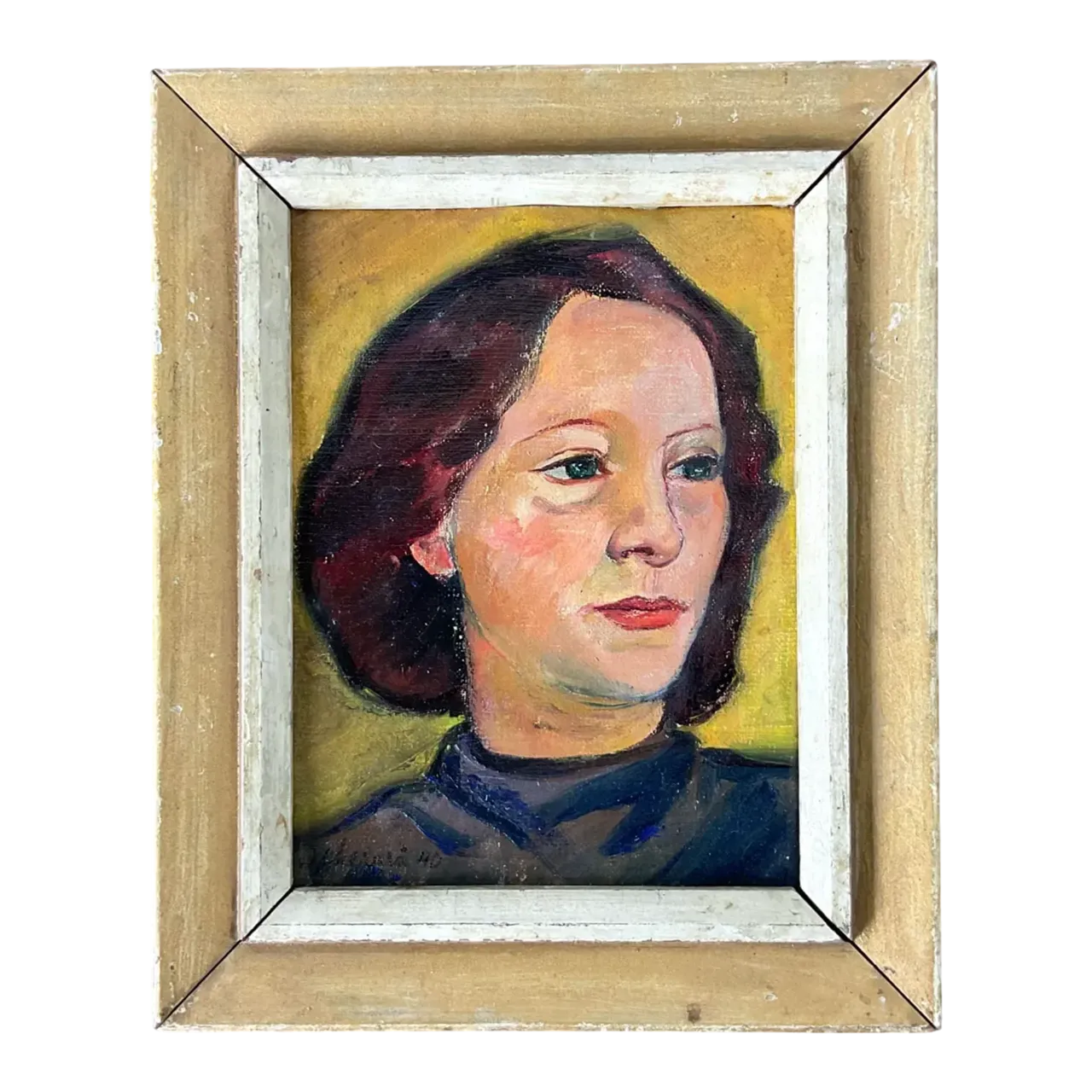 Vintage Original Oil Portrait on Canvas - Canvas, 8.5W x 10.5H