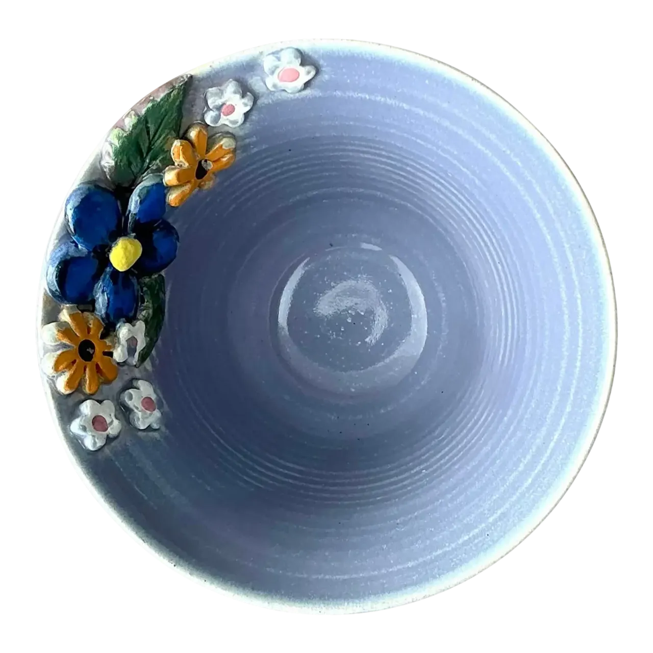 Vintage Original Studio Pottery Double Flower Bowl