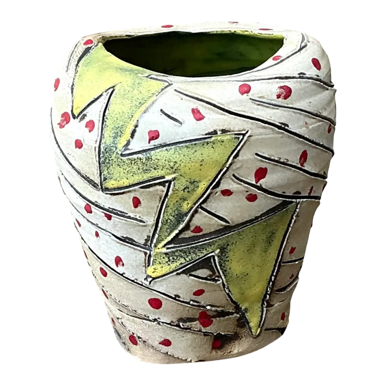 Vintage Original Studio Pottery Lightning Bolt Vase