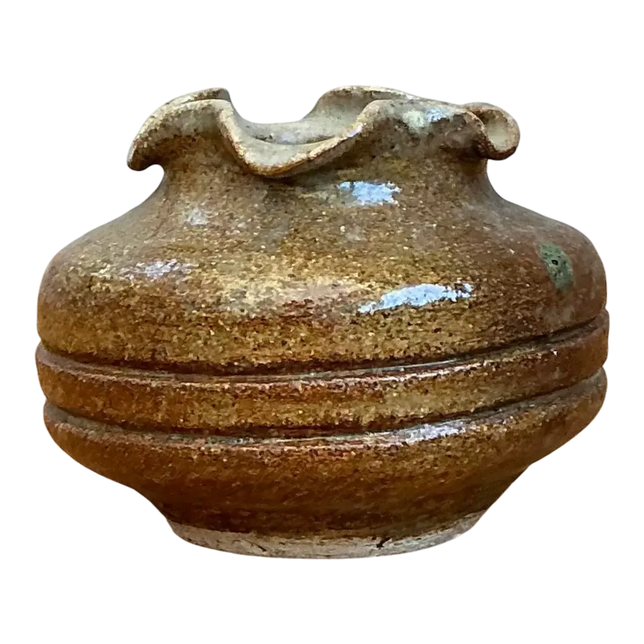 Vintage Original Studio Pottery Ruffle Vase - Pottery, 4W x 3H