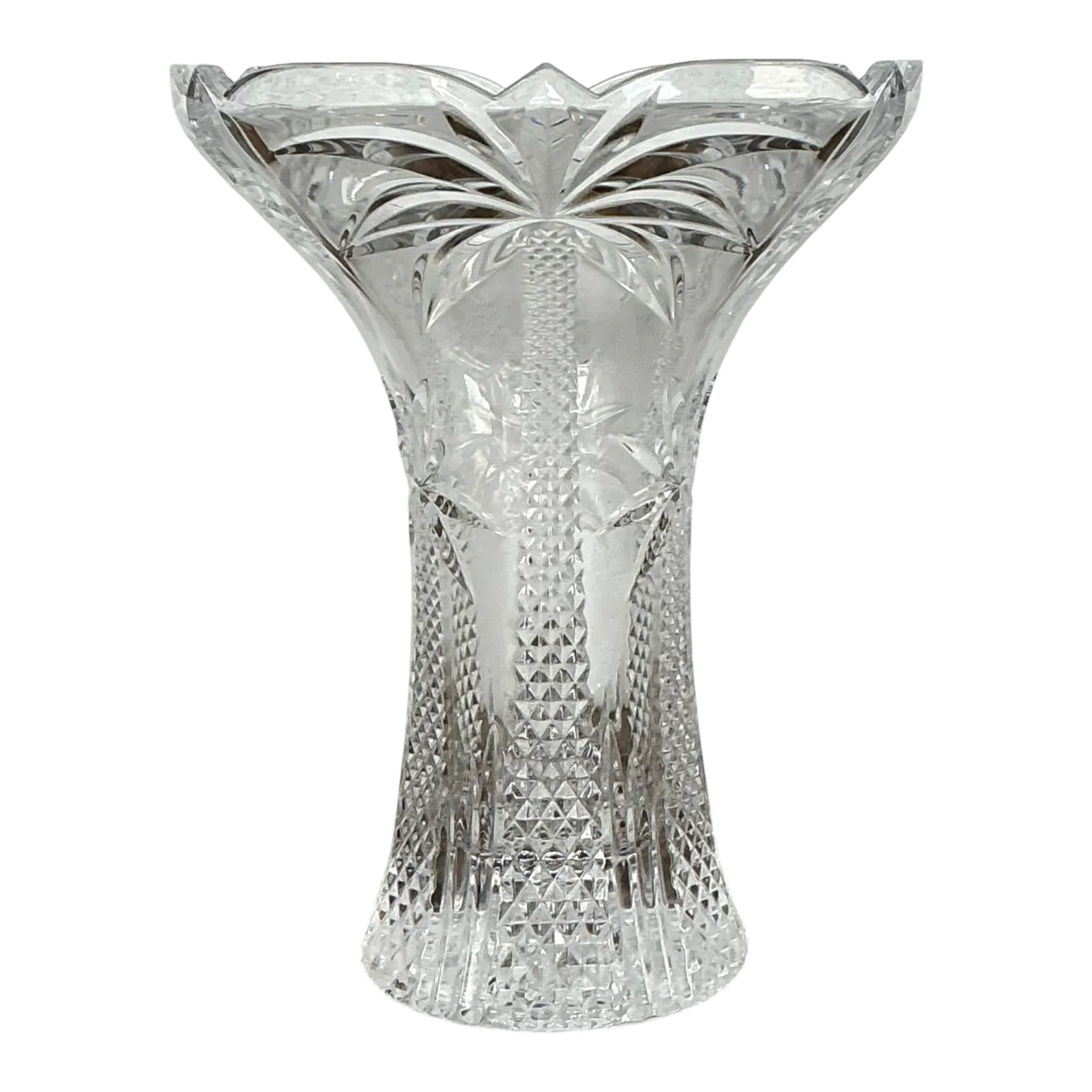 Vintage Palm Tree Crystal Vase