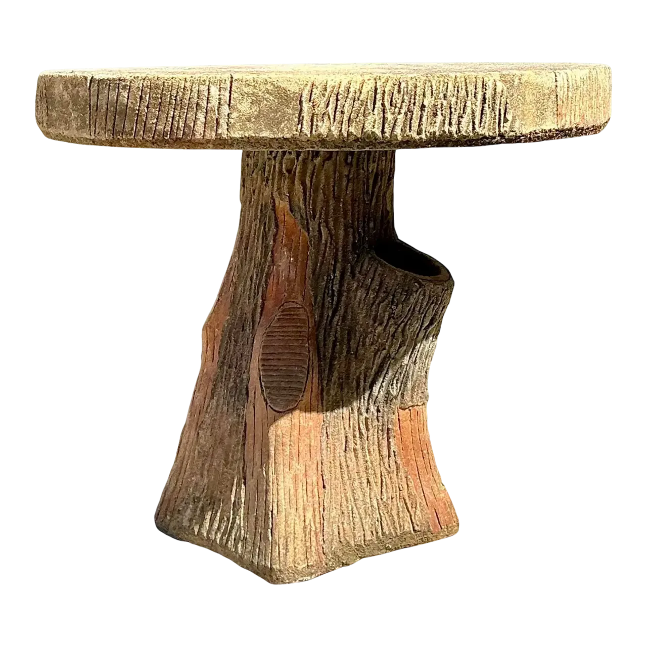 Vintage Patinated Faux Bois Concrete Table