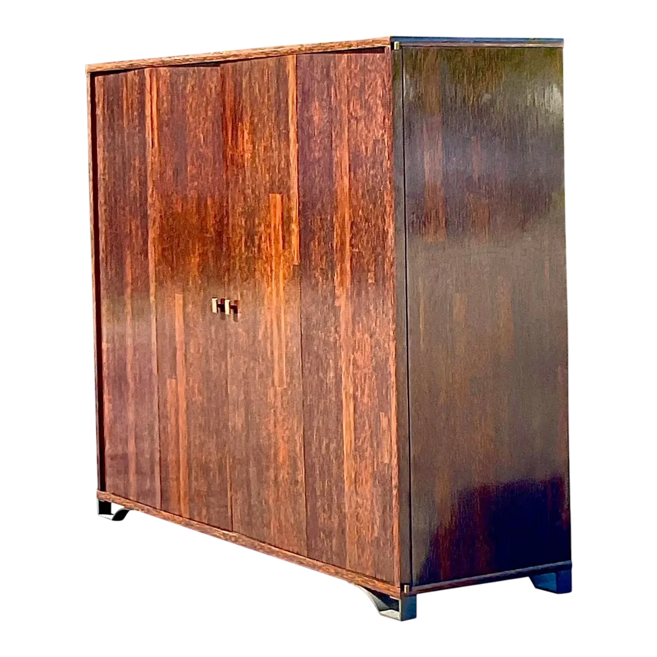 Vintage Peter Marino Custom Rosewood and Bronze Wall Unit