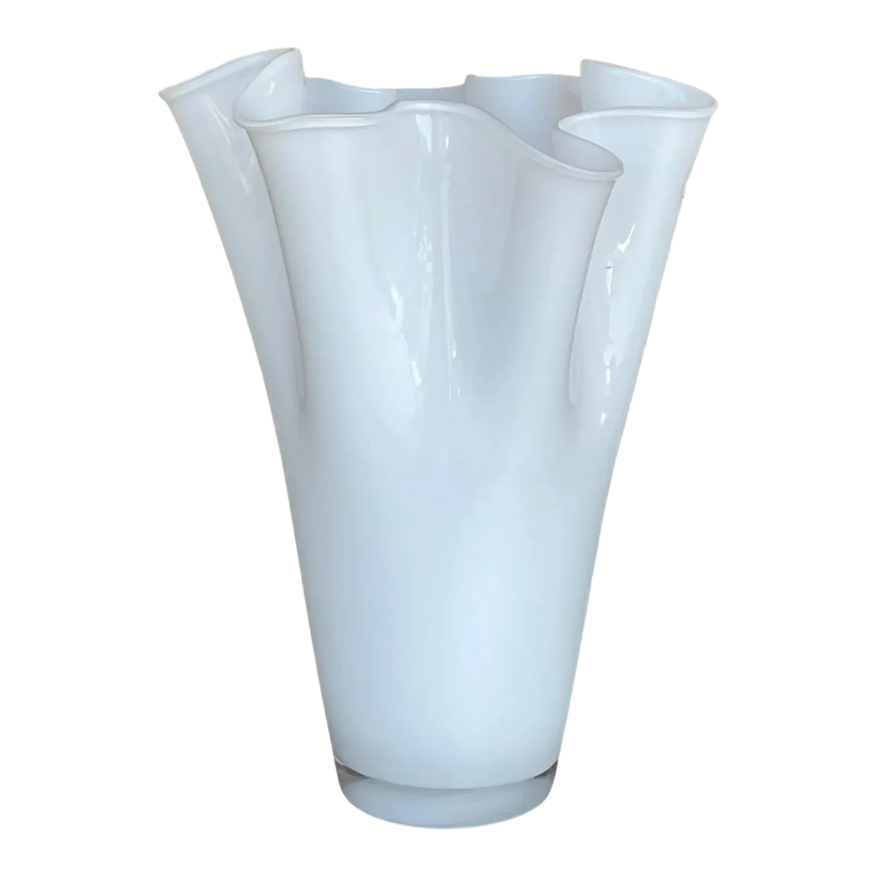 Vintage Pleated White Glass Vase