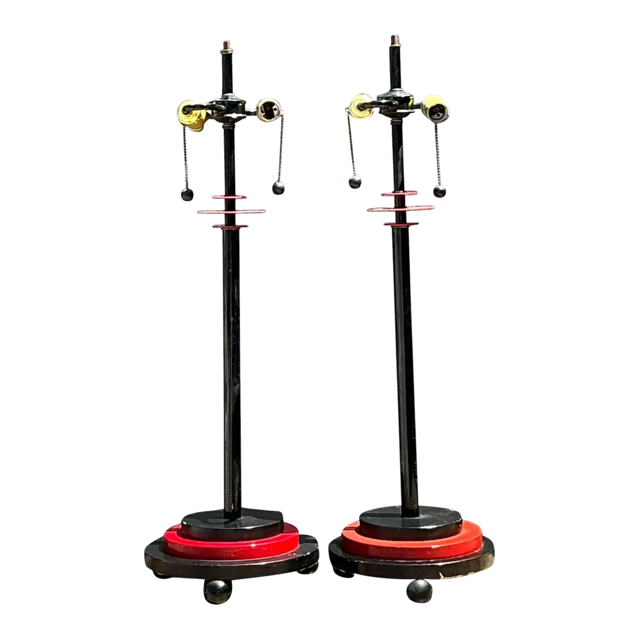 Vintage Postmodern Stacked Disc Lamps - A Pair