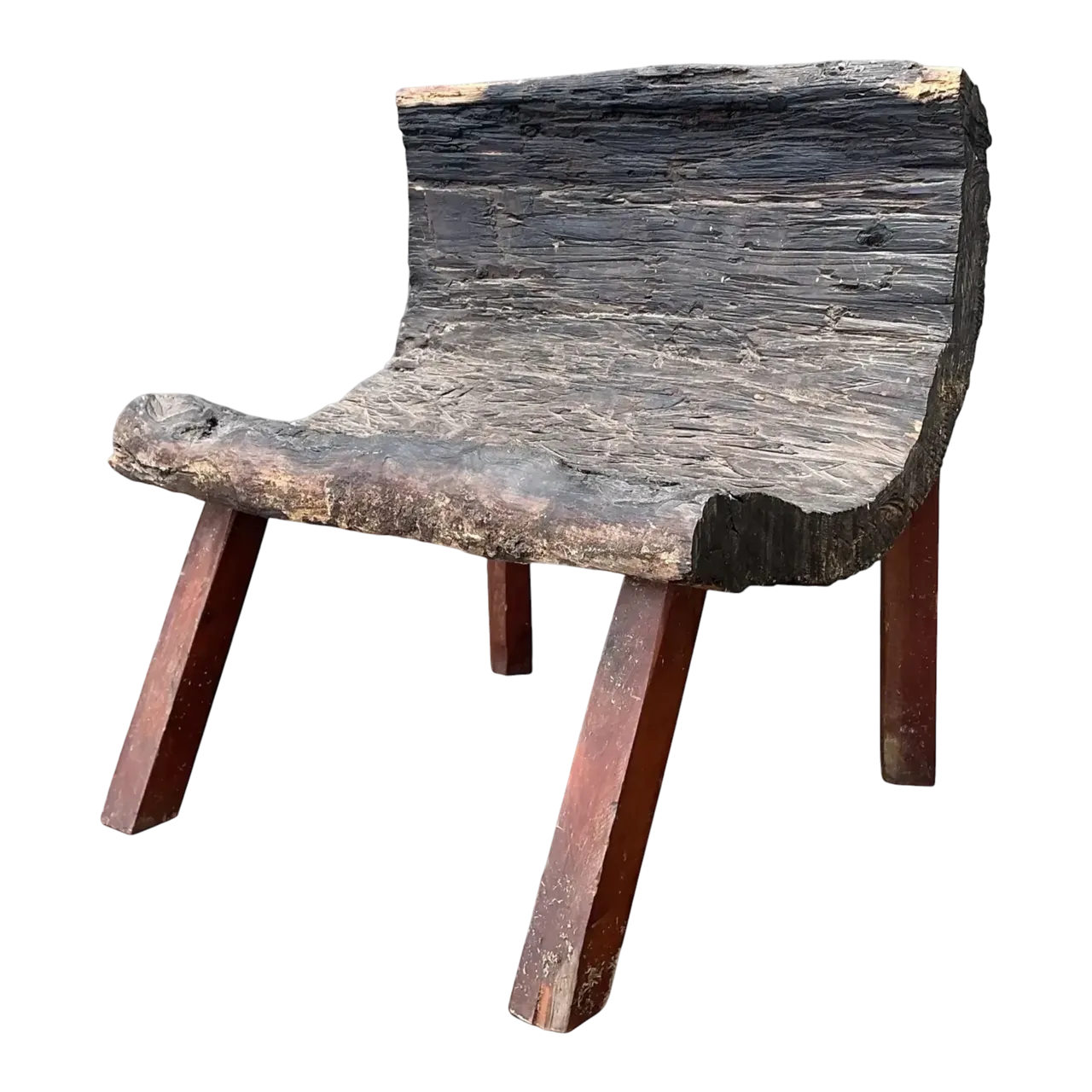 Vintage Primitive Wood Slab Chair